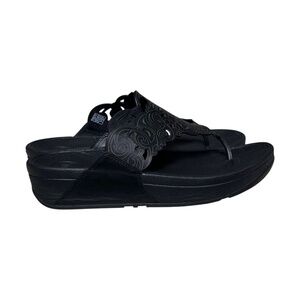 Fitflop Flora Matte Black Sandals Women's Size 9 Comfort Slides Flip Flop Thong
